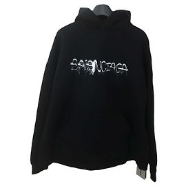 Balenciaga Slouchy Logo Hoodie Schwarz