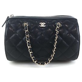 Chanel Bolsa de cilindro de caviar, bolsa de ombro, bolsa transversal. Preto