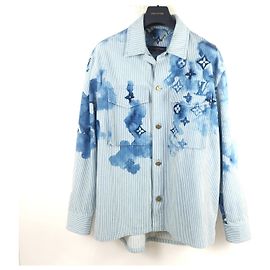 Louis Vuitton Giacca da lavoro a righe con monogramma ad acquerello Blu