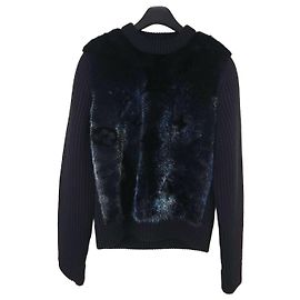 Louis Vuitton Mink-Fell Monogram Strick Schwarz