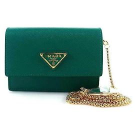 Prada Saffiano Chain Strap Card Holder Multiple colors