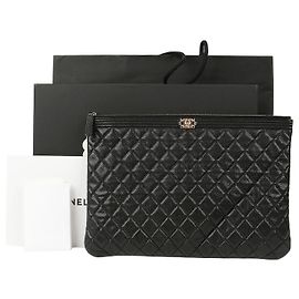 Chanel Boy Caviar Large Clutch Black