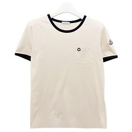 Weißes Baumwoll-T-Shirt mit gesticktem Moncler-Logo Weiß