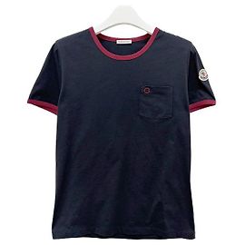 Moncler Camiseta de algodão bordada com logo azul Azul