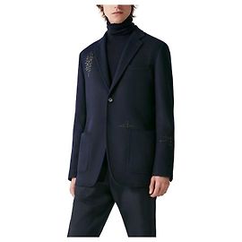 Hermès Stadium Wool Plain Leather Men's Jacket Black