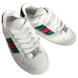 Gucci Baskets en cuir Ace Web Blanc