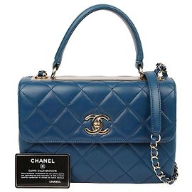 Chanel Trendy CC Small Top Handle Tote Shoulder Bag Blue
