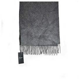 Saint Laurent Écharpe en cachemire brodée Marron