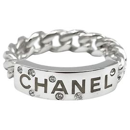 Chanel Logo Cubic Ring Silber