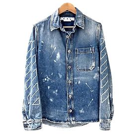 Off White Diag Denimjacke Blau