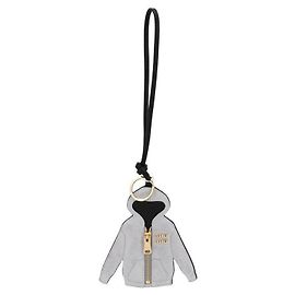 Miu Miu Chaveiro de couro Hoodie Trick para mulheres Prata