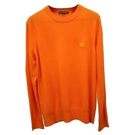 Acne Crewneck-Pullover mit Face-Logo Orange