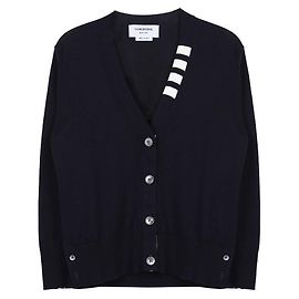 Thom Browne Cardigã de algodão com decote em V para mulheres Azul