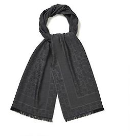 Salvatore Ferragamo Schal Monogramm Jacquard Seide Wolle Schwarz