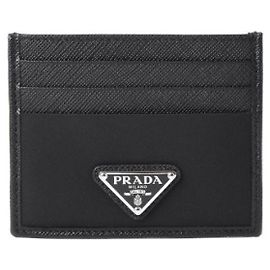 Prada Nylon Saffiano Leather Card Holder Black