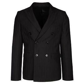 Céline Jacket in Striped Wool Gabardine Black