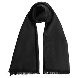 Gucci Sciarpa bicolore in lana e seta GG jacquard nera Nero