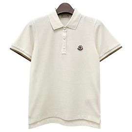 Moncler Polo de Piquet de Algodão com Mangas Curtas Branco