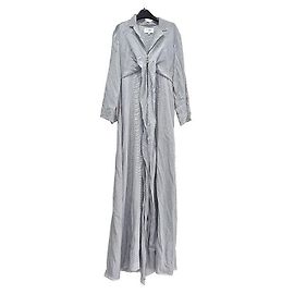 Chanel Seidenstreifen Kleid Weiß