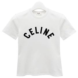Céline Schwarzes T-Shirt mit Logo-Druck Weiß