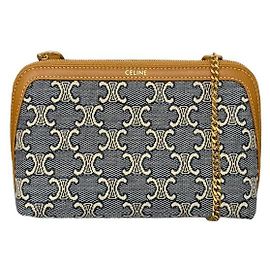 Céline Triomphe All Over Jacquard Ketten-Clutch Blau