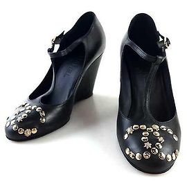 Chanel cc CC Studded Wedge Heel Shoes Multiple colors