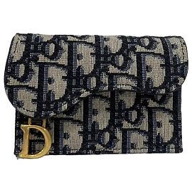 Dior Tarjetero de cuero oblicuo Multicolor