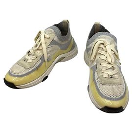 Chanel Damen Sneakers aus Mesh-Strick Weiß