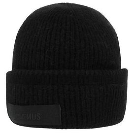 Jacquemus Gorro com Logo Gros Grain Le Bon Grain Preto