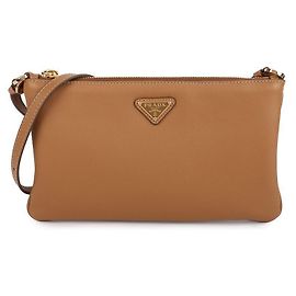 Prada Bolsa de ombro em couro macio Marrom