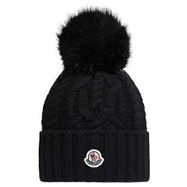 Moncler Gorro de mistura de caxemira com pompom Preto