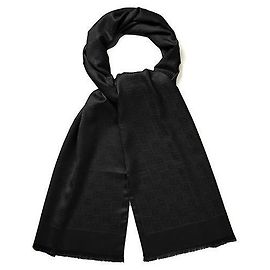 Salvatore Ferragamo Sciarpa Gancini Monogram Jacquard Seta Lana Donna Nero