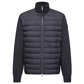 Moncler Gepolsterte Woll-Kaschmir-Zip-Cardigan Schwarz