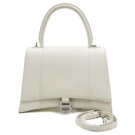Balenciaga Hourglass Small Top Handle Tote Bag and Shoulder Bag White