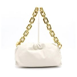 Bottega Veneta White Leather Gold Chain Shoulder Bag White