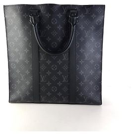 Louis Vuitton Eclipse Monogram Sac Plat Tote Bag Shoulder Bag Black