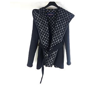 Louis Vuitton Kurzer Peacoat mit Monogrammgürtel Schwarz