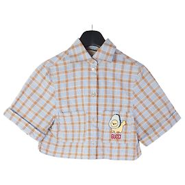 Gucci Camisa de algodão xadrez com patch de animal Multicor