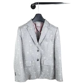 Thom Browne Floral Pattern Print Silk Half Lining Classic Jacket Silvery