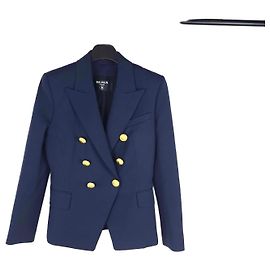 Balmain Giacca in lana doppiopetto Blu