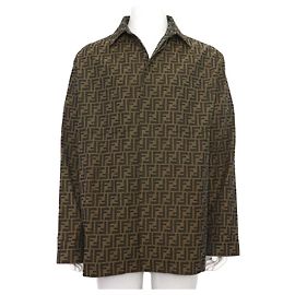 Fendi FF Jacquard Fabric Men's Bomber Jacket Brown