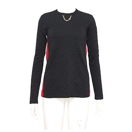 Louis Vuitton Pullover für Damen mit geprägtem Monogramm und goldener Kettendekoration Schwarz