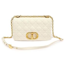Dior Caro Medium Shoulder Bag White