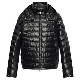 Moncler Jaqueta curta de down com capuz Lauros Preto