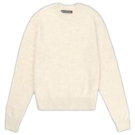 Acne Pull en laine de yak avec logo Face Blanc