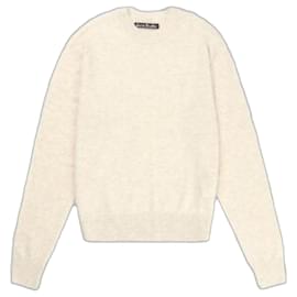 Acne Yak-Wollpullover mit Face-Logo Weiß