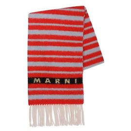 Marni Bufanda de lana de alpaca a rayas Roja
