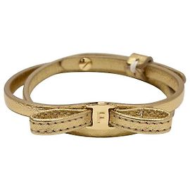 Salvatore Ferragamo Mini Bow Double Wrap Bracelet in Gold Golden