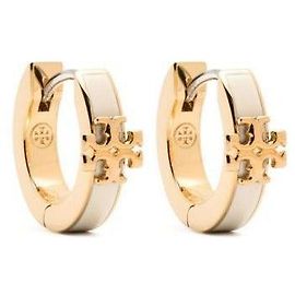 Tory Burch Huggie Ohrringe Emaille Weiß