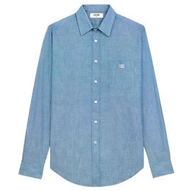 Céline Camisa de chambray de algodão solta azul denim Azul